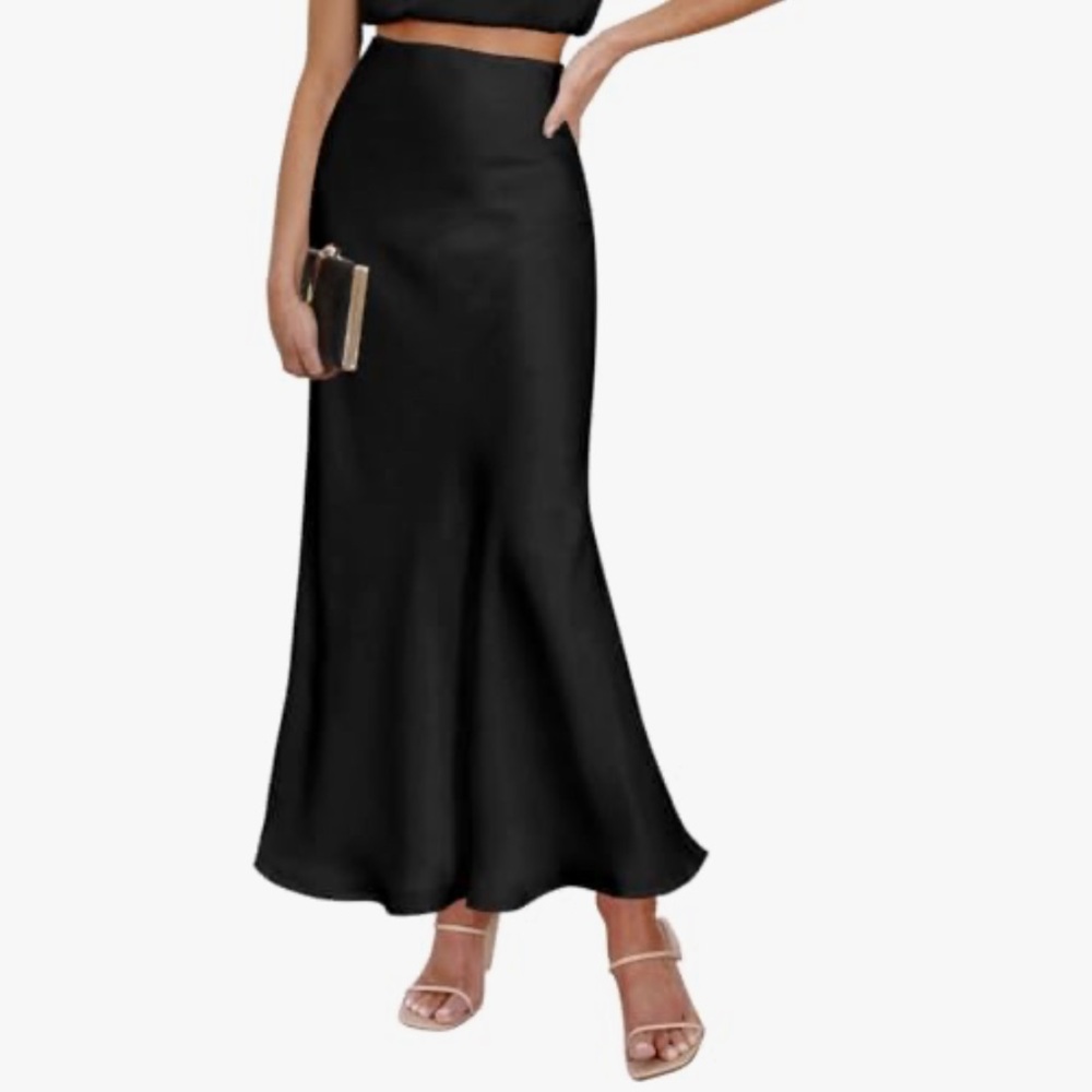 JS Signature Elegant Satin Black Maxi Skirt Size 6